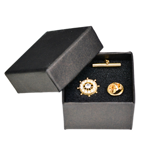 Amazon Best Selling Crystal Rudder Small Collar Pin Buckle Tie Tack With Chains Gold Tie Clip