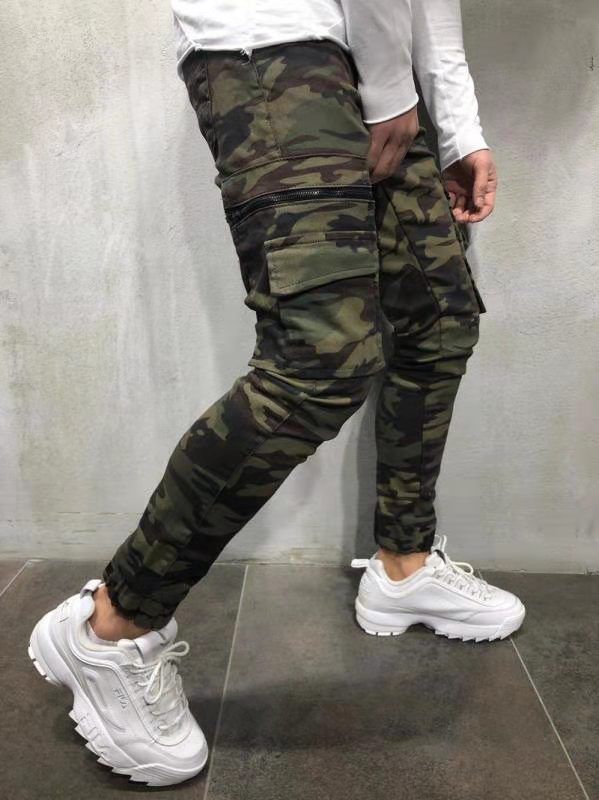 European and American Men's Multi-Pocket Small Feet Jeans Camouflage Cargo Jeans