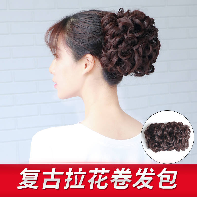 Coletero para peluca, moño de goma para el pelo, moño pequeño para niñas, flor para el pelo, moño, adorno para el pelo, moño de seda resistente al calor, pelo rizado.