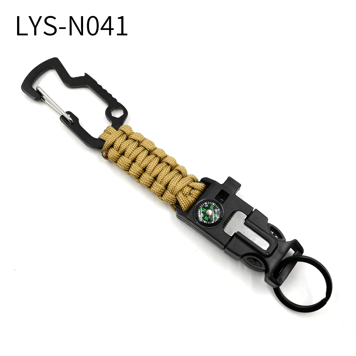 Universal woven keychain, travel lighter, whistle
