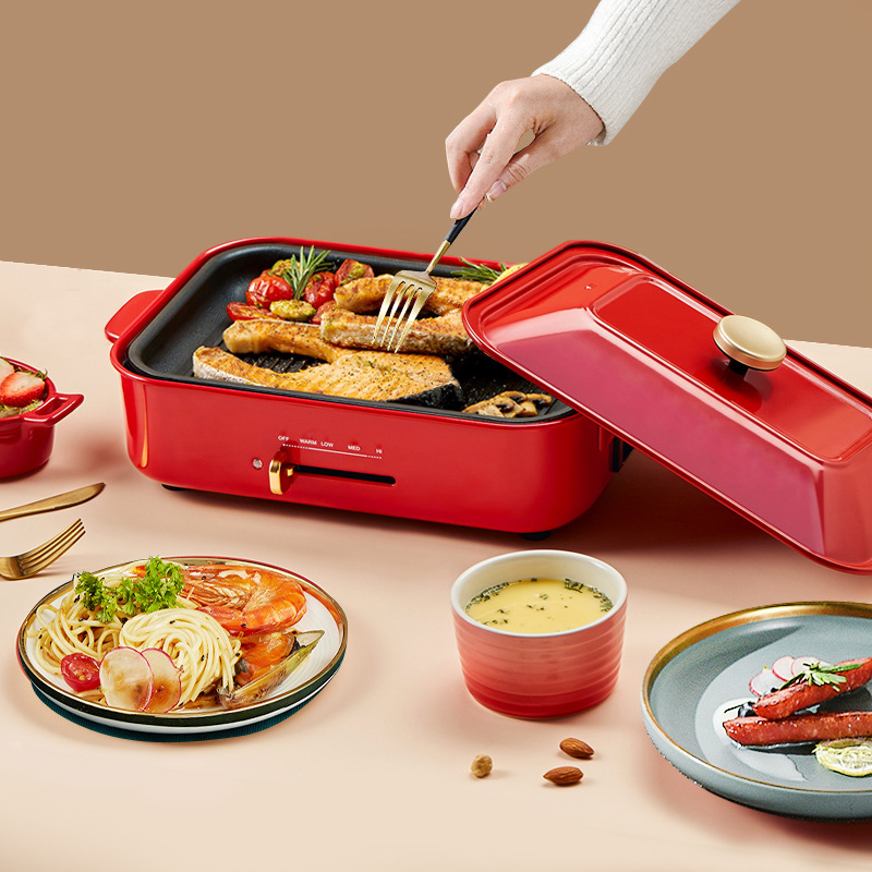 日式涮烤壹體鍋家用多用途料理鍋 情侶煎蒸煮電燒烤肉炒鍋 電煮鍋