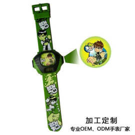 厂家定制外贸热销新款儿童投影手表动漫卡通表带塑胶玩具学生腕表