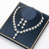 Golden necklace and earrings from pearl, jewelry, accessory for bride, European style, suitable for import