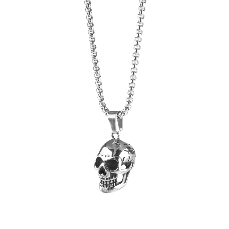 32g Weight Pendant Necklace, Long Necklace Classification box chain Chain Type 1 Piece Quantity Punk Cool Style Skull Alloy Polishing Plating Halloween Men'S Pendant Necklace Long Necklace