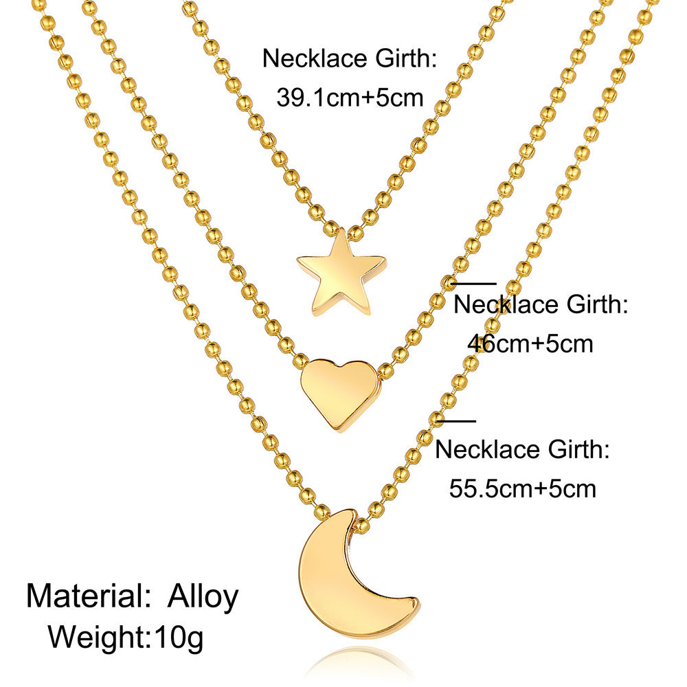 New Golden Pendant Clavicle Chain Creative Retro Simple Star Moon Love Pendant Necklace Wholesale Nihaojewelry display picture 1