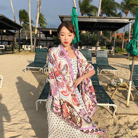 韩版春夏季小清新田园风围巾森女日系碎花防晒披肩薄款丝巾批发