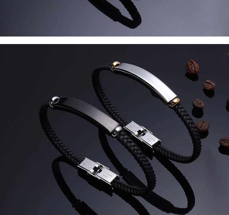 Flettet læderarmbånd med rustfrit stål til par_voghion.com