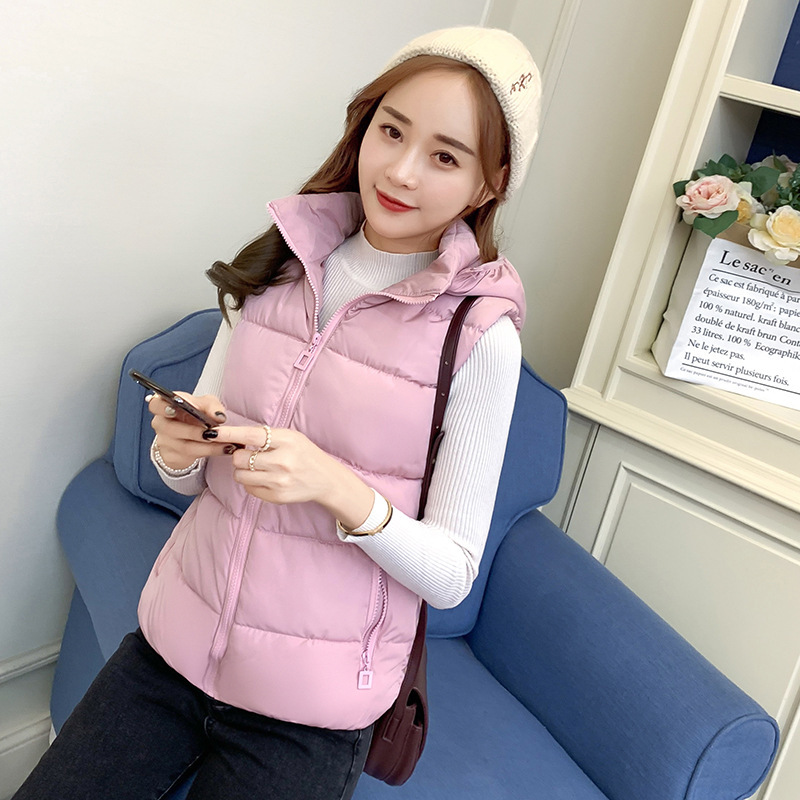 Down cotton vest women's short style autumn winter 2020 new Korean version of plain shoulder cotton padded jacket jacket fashion