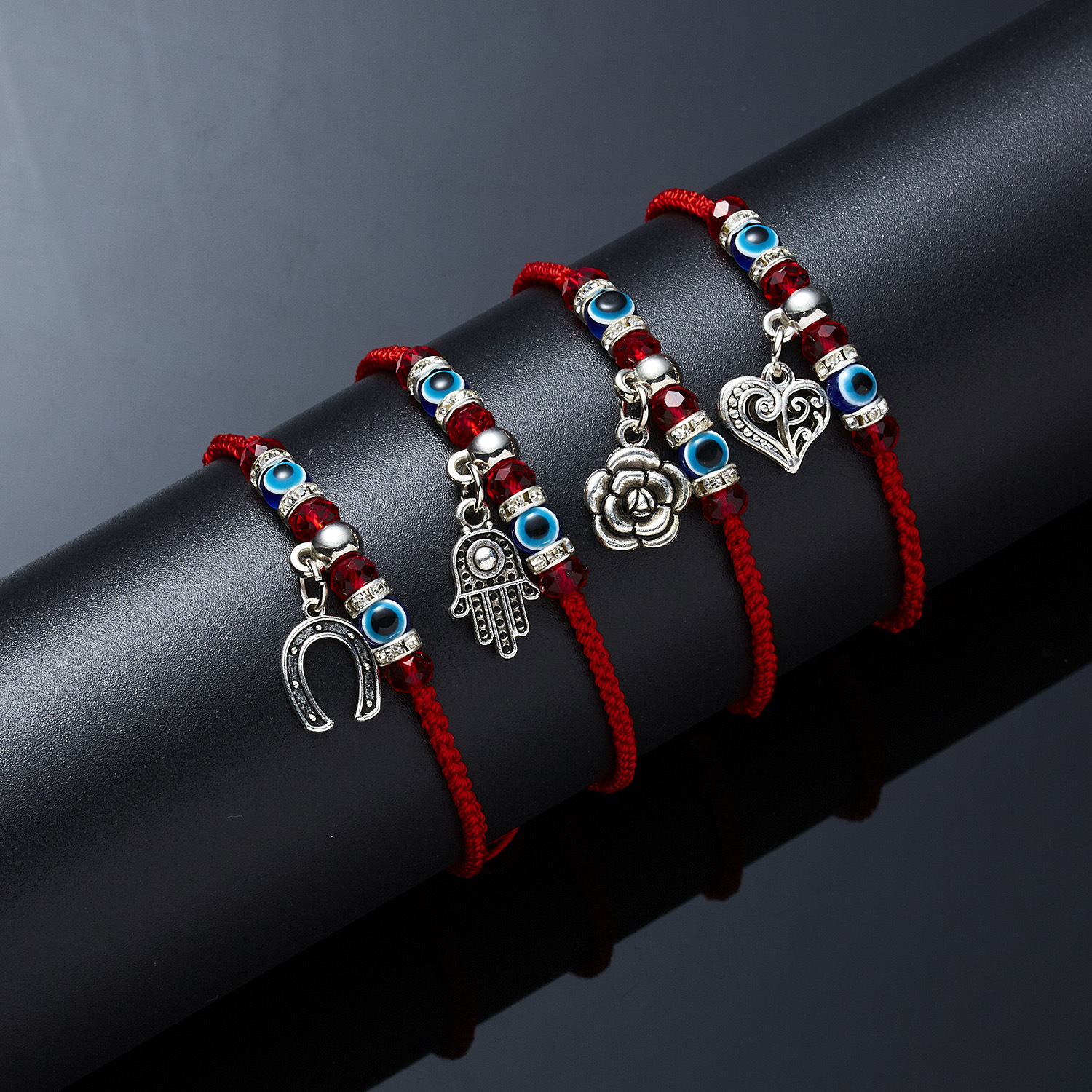 Fashion New Butterfly Turtle Owl Palm Blue Eye Evil Braided Adjustable Alloy Bracelet display picture 2