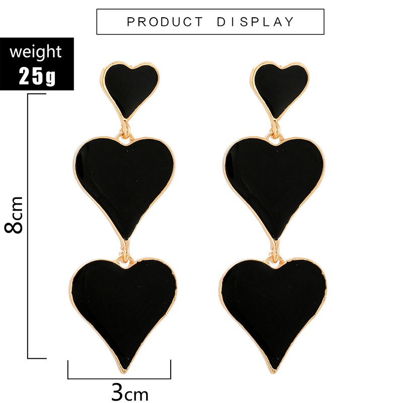 Croix-frontière Vendu Bijoux Européen Et Américain Personnalisé Exagéré Gouttes D'huile Trois-couche Taille Coeur Amour Coeur Longues Boucles D'oreilles display picture 1