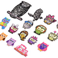 New cartoon owl embroidery patch for clothing, denim bags, fixing holes, fashion accessories, with adhesive
