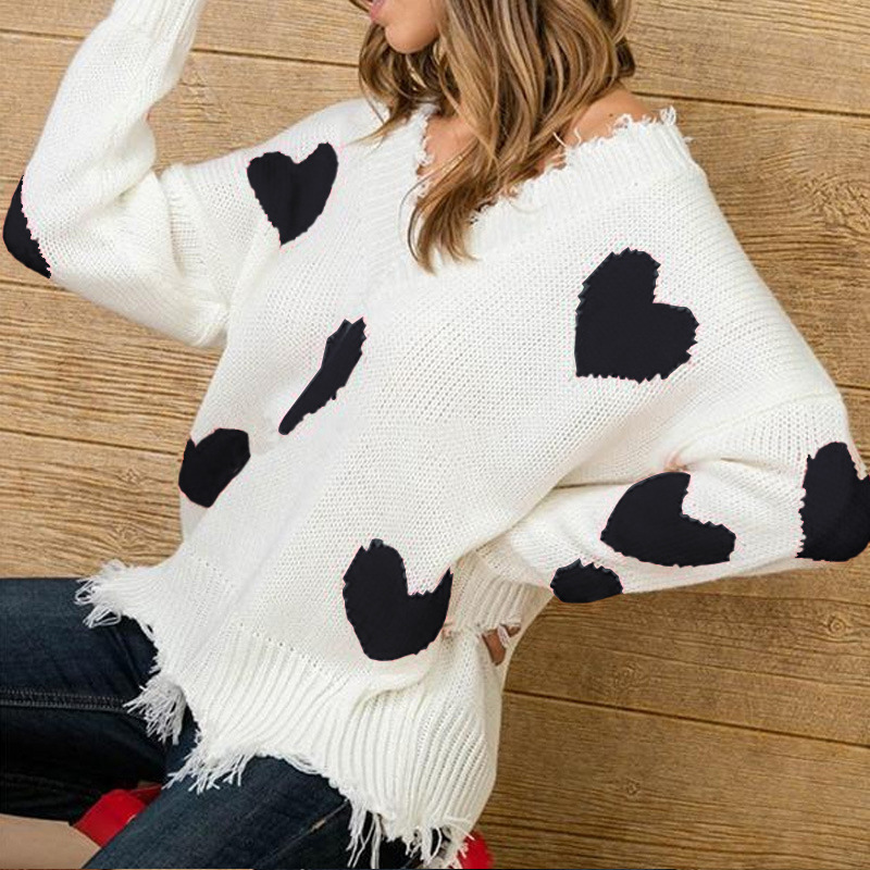 Women's Sweater Long Sleeve Sweaters & Cardigans Elegant Heart Shape display picture 7