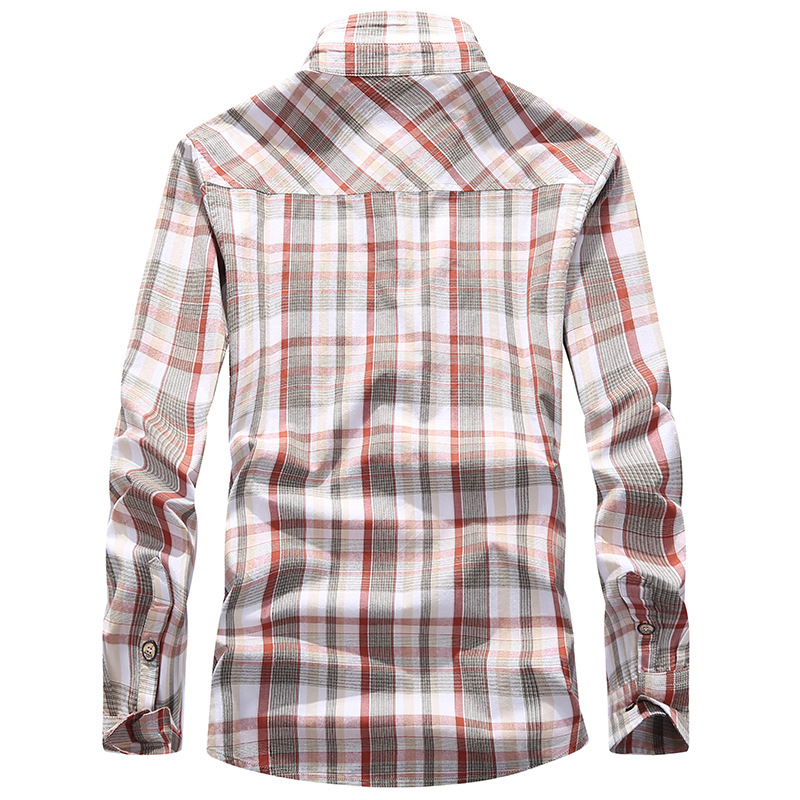 Venta al por mayor transfronteriza nueva primavera y otoño camisa de los hombres camisa a cuadros de manga larga de algodón suelto camisa casual hombres 3116