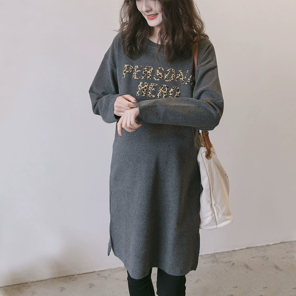 Новая Весенняя модная Корейская одежда для беременных, свободный свитер больших размеров для беременных, свитер с леопардовым принтом, тонкий модный топ