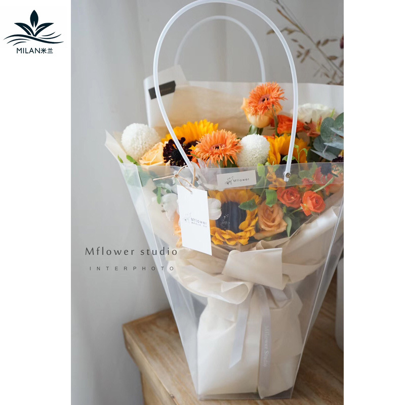 Ramo de flores bolso trapezoidal transparente cuadrado Bolso de Plástico caja de regalo ramo bolsa de regalo bolsa de ramo
