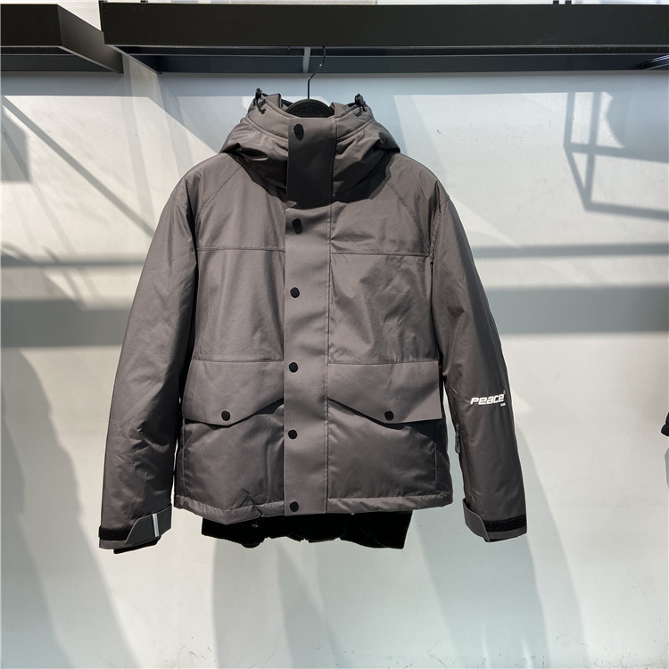 2019年冬季新款灰色連帽防風羽絨服94606