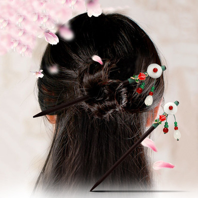 chinese hanfu hair accessory for girls Classical Chinese hand made hairpin wooden hairpin hairpin ancient Chinese Hanfu costume headdress ancient plate hair ball hair ornament female