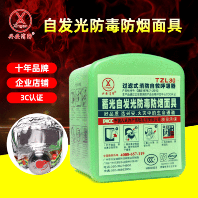 兴安消防夜光硅胶防毒面具家用酒店过滤式呼吸器防火防烟防毒面罩|ru