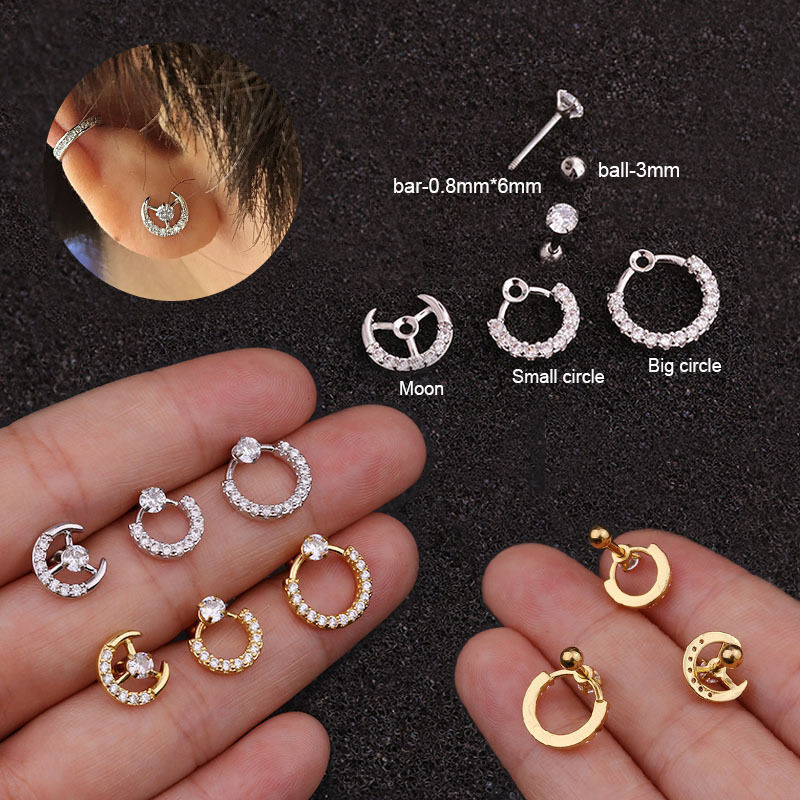 Ear Cartilage Rings & Studs Fashion Geometric 316 Stainless Steel  Copper display picture 12