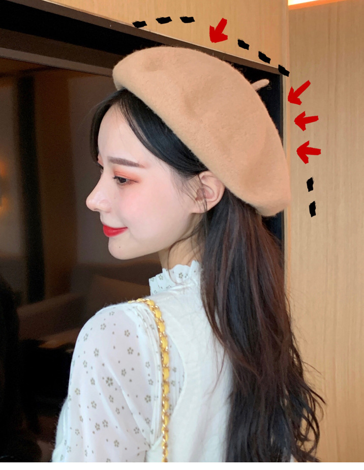 105g Weight Beret Hat Hats Type Daily Occasion Woolen Material Solid Color Pattern Winter, Spring, Autumn Season Women's Gender Plush Design Korean Style Style Eaveless Rim Women's Korean Style Solid Color Plush Eaveless Beret Hat 1