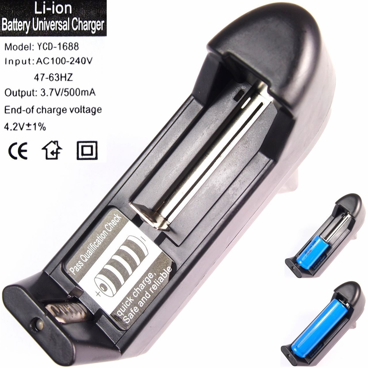 18650锂电池16340 3.7V单槽单充14500 18350智能变灯手电筒充电器