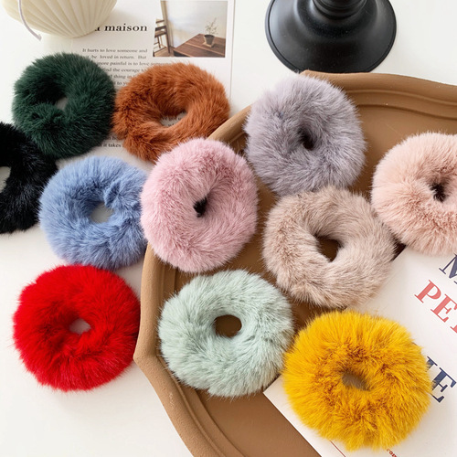 Super crispy imitation rabbit hair coil chic style versatile plush hair rope headband Korean hair accessories for women