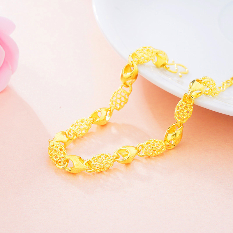 Venta al por mayor de Vietnam oro hueco exquisito pulsera Chapado en cobre 24K oro joyería de la mano de las mujeres transfronterizas accesorios calientes