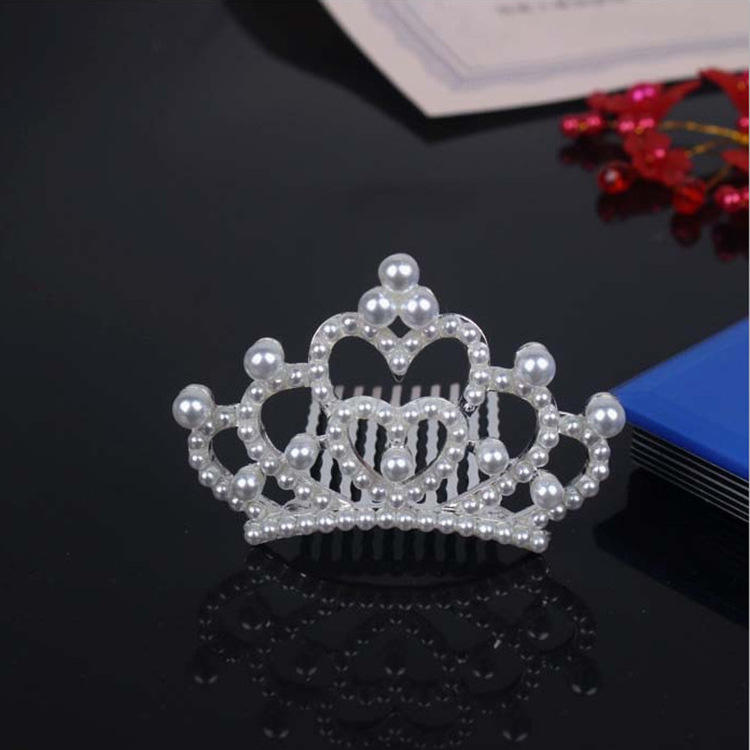 Japan Korea Edition children Headdress princess girl crystal Combs Pearl Child birthday Jewelry
