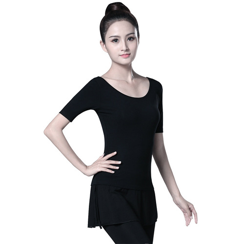 Modern dance clothing tops for women adult summer short-sleeved drawstring slim practice clothing modal classical dance practice clothing
