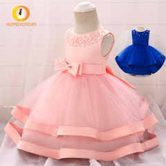 Children's formal wear foreign trade 2024 new style kids dress cute baby princess dress baptismal dress 