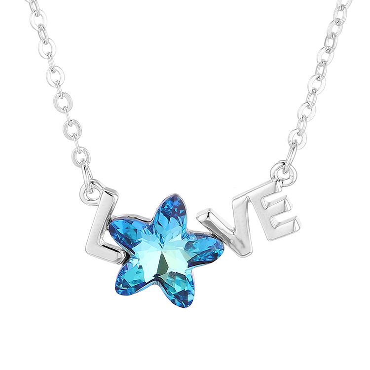 1 Piece Fashion Letter Star Alloy Inlay Rhinestones Womenu0027S Pendant Necklace