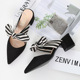 6007-10 Summer New Women's Corduroy Butterfly-knot Sandals, Tipped Women's High-heeled Single Shoes Wholesale