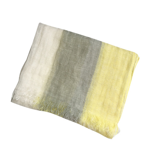 Spring and Autumn new style pure linen fresh literary versatile wide vertical striped scarf Japanese ladies silk scarf dual-purpose shawl