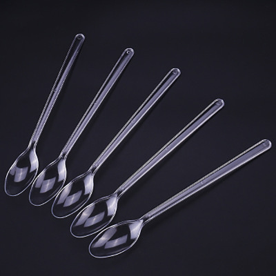 disposable Plastic Spoon Long handle ice cream Pudding yogurt Dessert stir Spoon lengthen transparent a soup spoon