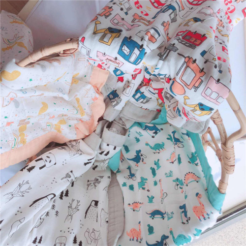 Spring and summer wide-brimmed bamboo cotton muslin gauze quilt swaddle blanket gauze throw bath towel air conditioning blanket