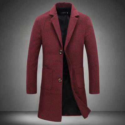 Cross border goods in stock Large men's wear wholesale European style Autumn and winter Mid length version business affairs Men's overcoat have more cash than can be accounted for Windbreaker