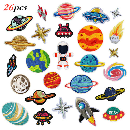Universe Planet Embroidered Cloth Patch Astronaut Adhesive Patch Cross-border Supply Amazon AliExpress