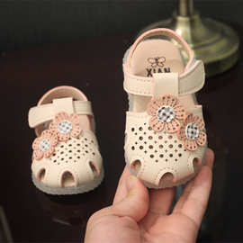 适用女宝宝凉鞋 0-3岁婴儿学步鞋包头夏季2岁幼儿童软底公主凉鞋
