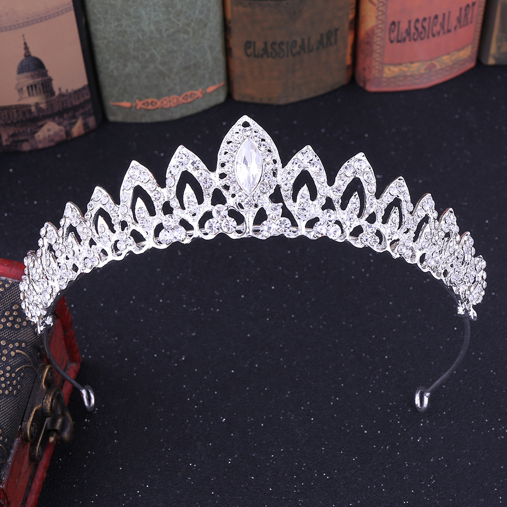 Dame Feuille Alliage Incruster Strass Couronne 1 Pièce display picture 5