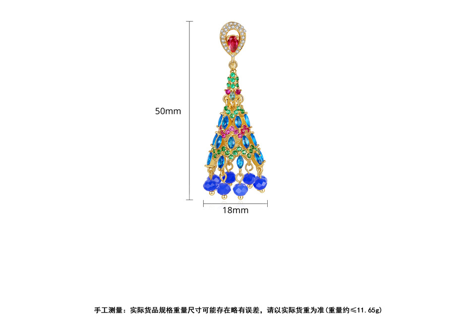 Retro New Zircon Earrings Fashion Party Ladies National Wind Bell Earrings display picture 6
