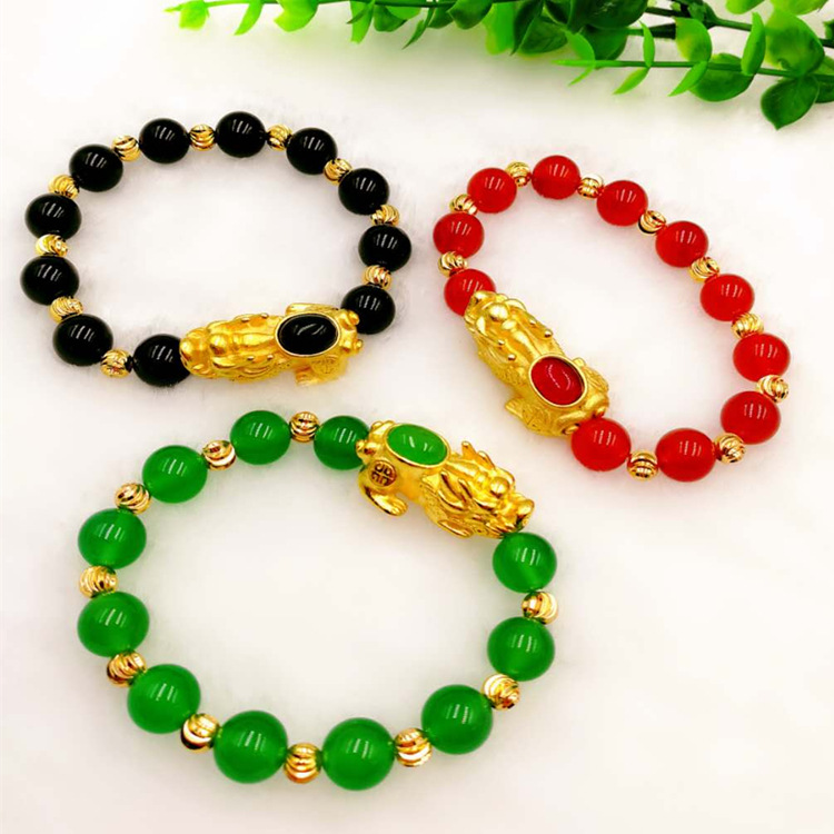 Agate brass bracelet jade