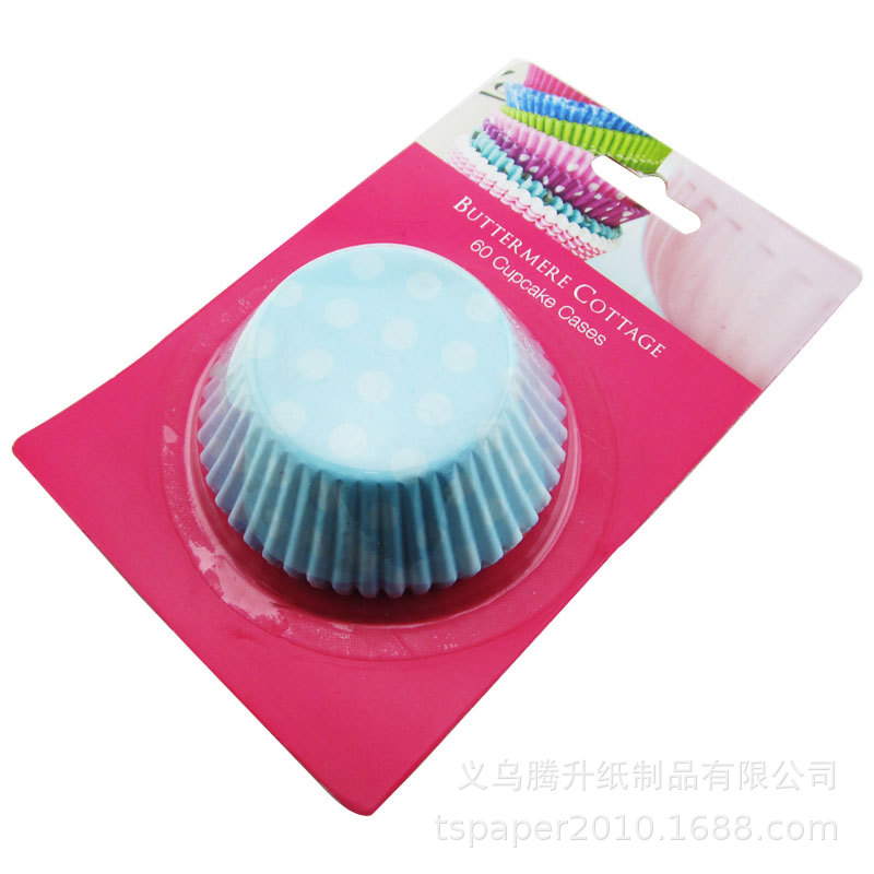 工厂热销60个点点系列蛋糕纸托 防油耐高温吊卡装节日蛋糕杯