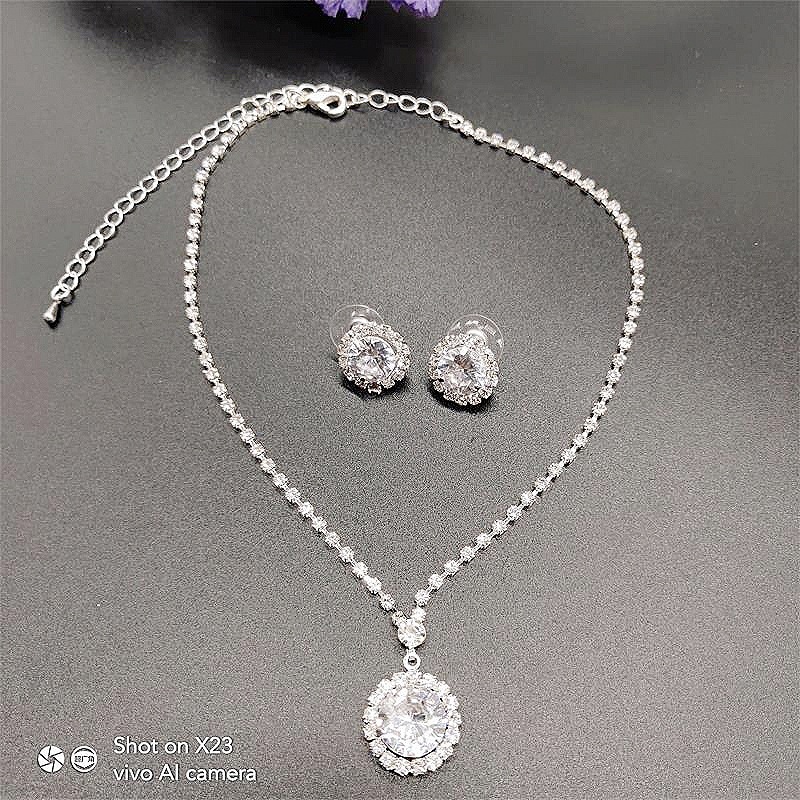 Fashion Flower Alloy Plating Rhinestones Women's Earrings Necklace display picture 7