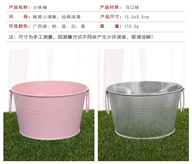 厂家直供小铁桶糖果色迷你小铁桶铁皮小桶马口铁多肉植物花盆批发详情图4