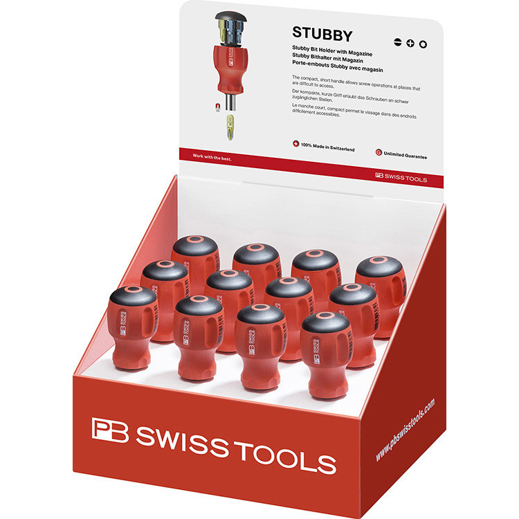 瑞士PB Swiss Tools Stubby弹仓可换批头螺丝刀展示盒PB 8453.POS