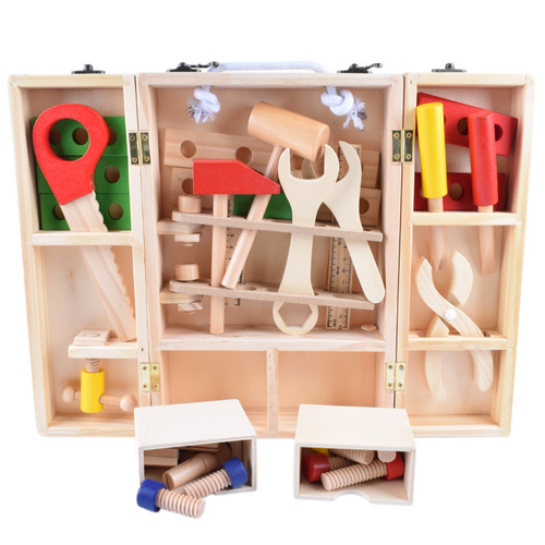 Handheld Wooden Children's Simulated Repair Tool Box Educational Parent-Child Role-Playing Maintenance Assembly Combination Toy Set