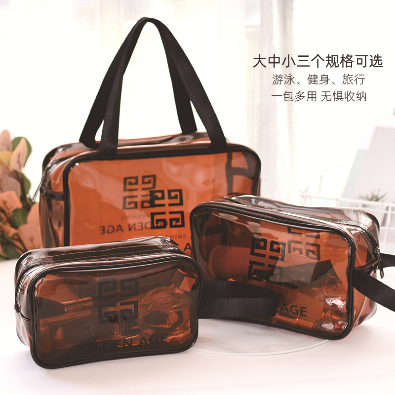new pattern Cosmetic Korean Edition portable PVC Cosmetic transparent Cosmetics Storage bag Swimming Storage bag Coffee