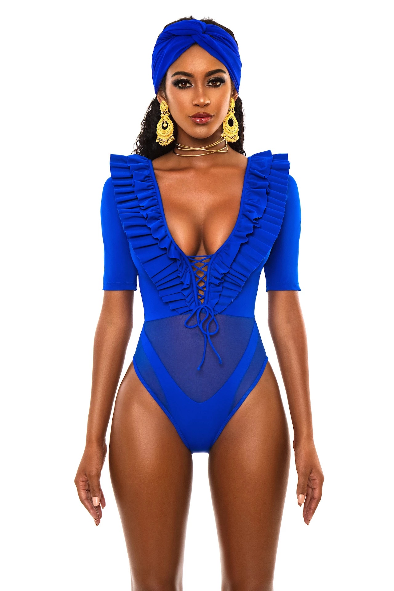  one-piece swimsuit sexy mesh half sleeve bikini NSHL2522