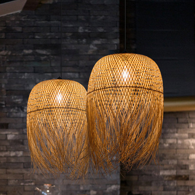 Chinese creative personalized bamboo chandelier Chinese Zen lamp teahouse restaurant hotel B&B artistic shape lampshade