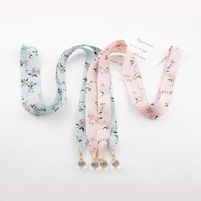 Broken flowers Silk scarf Tie Cloth belt Crystal pendant Chiffon Ribbon Dress overcoat Girdle decorate